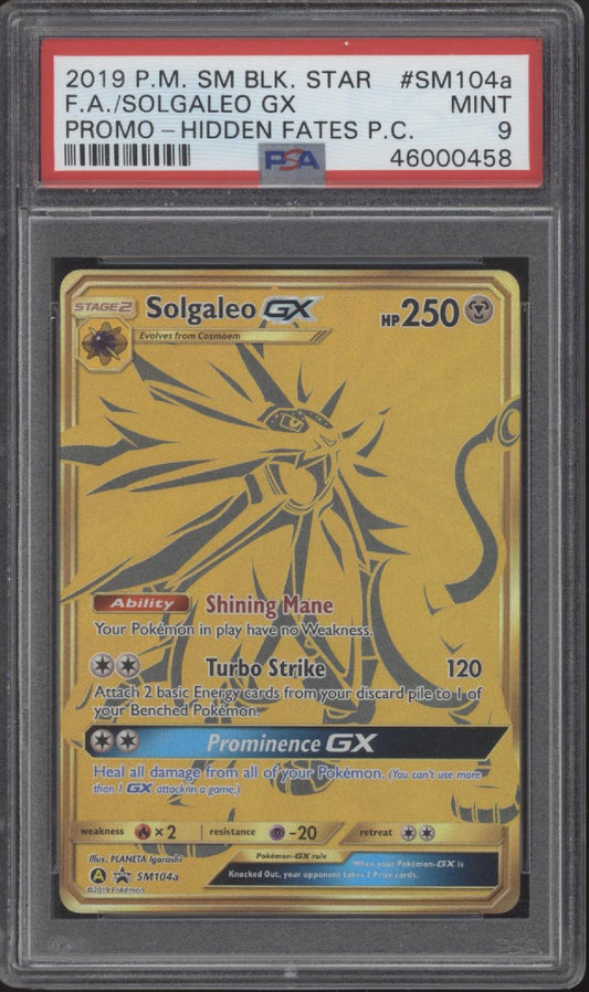 Solgaleo GX Pokemon Hidden Fates Premium Collection Promo Full Art #SM104a PSA 9
