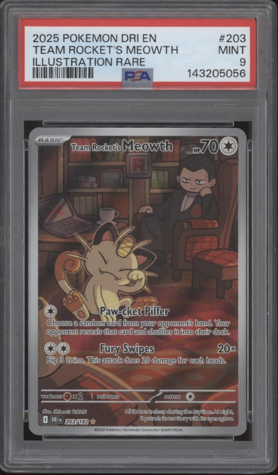 Team Rocket's Mewoth Pokemon Destined Rivals Illustration Rare #203 PSA 9