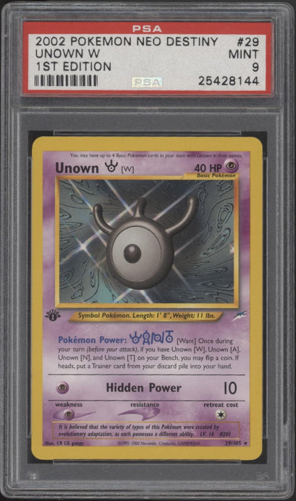 Unown W Pokemon Neo Destiny 1st Edition #29 PSA 9