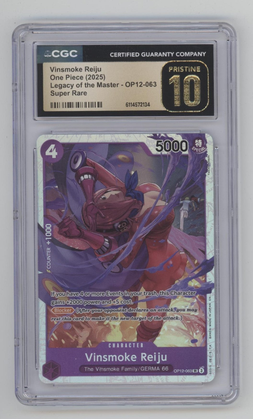 Vinsmoke Reiju One Piece Card Game OP12 Super Rare #063 CGC 10 Pristine