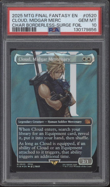 Cloud, Midgar Mercenary MTG Final Fantasy Character Borderless Surge Foil  PSA 10