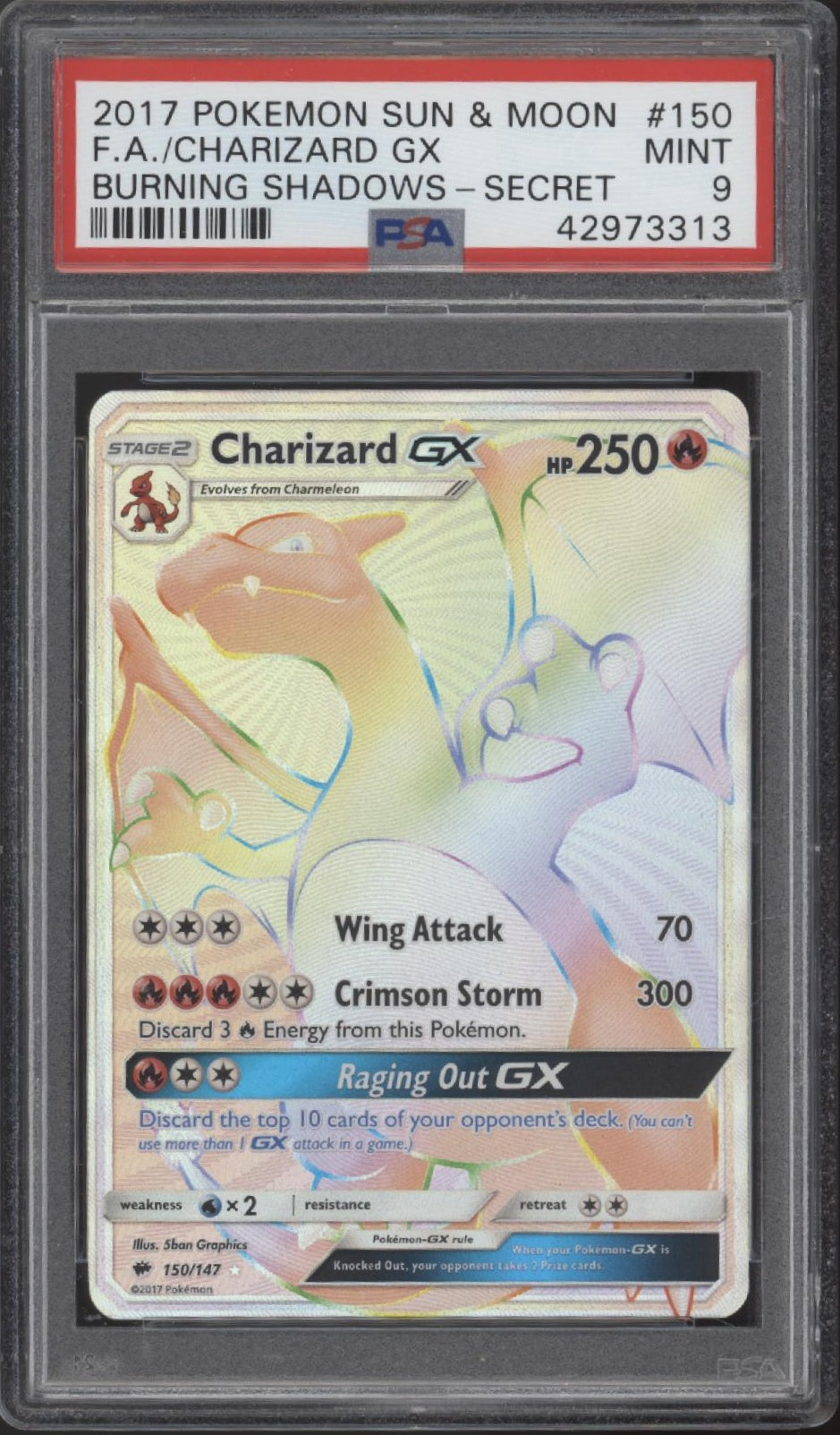 Charizard GX Pokemon Burning Shadows Secret Full Art #150 PSA 9、Collector Store LLC Gaming、kayou