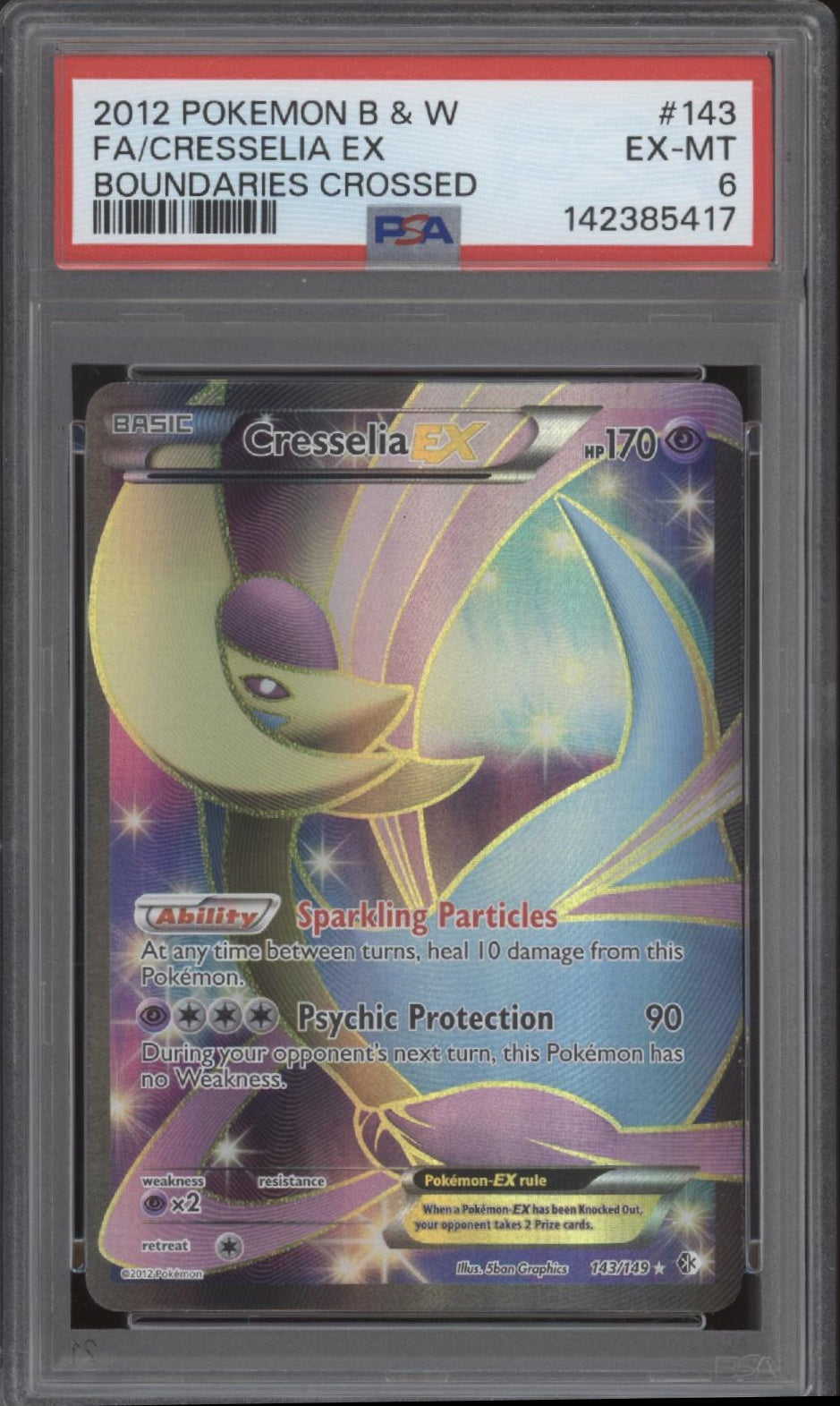 Cresselia ex Pokemon Boundaries Crossed Full Art #143 PSA 6
