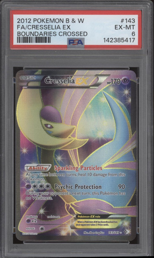 Cresselia ex Pokemon Boundaries Crossed Full Art #143 PSA 6