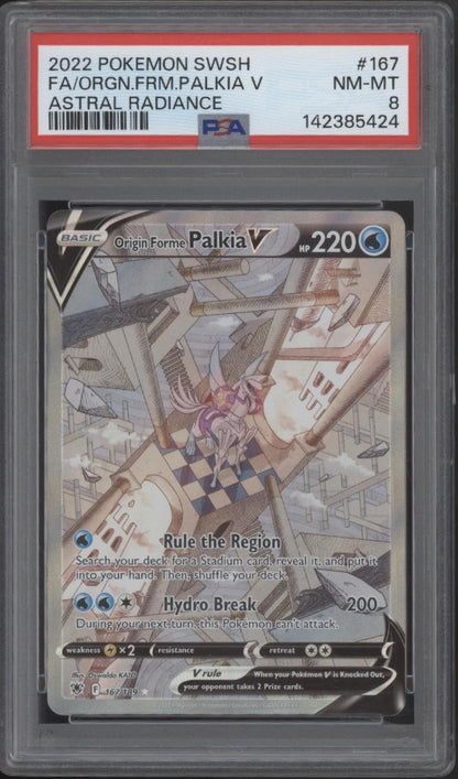 Origin Forme Palkia V Pokemon Astral Radiance Full Art #167 PSA 8