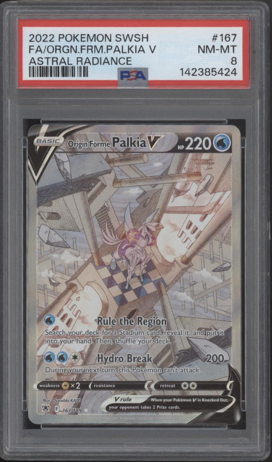 Origin Forme Palkia V Pokemon Astral Radiance Full Art #167 PSA 8