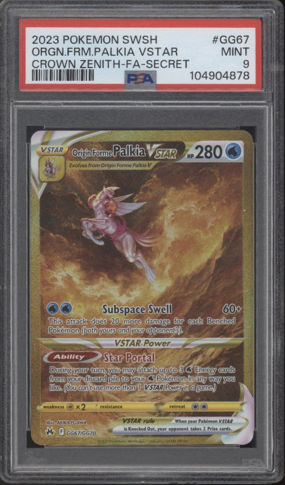 Origin Forme Palkia VSTAR Pokemon Crown Zenith Secret #GG67 PSA 9