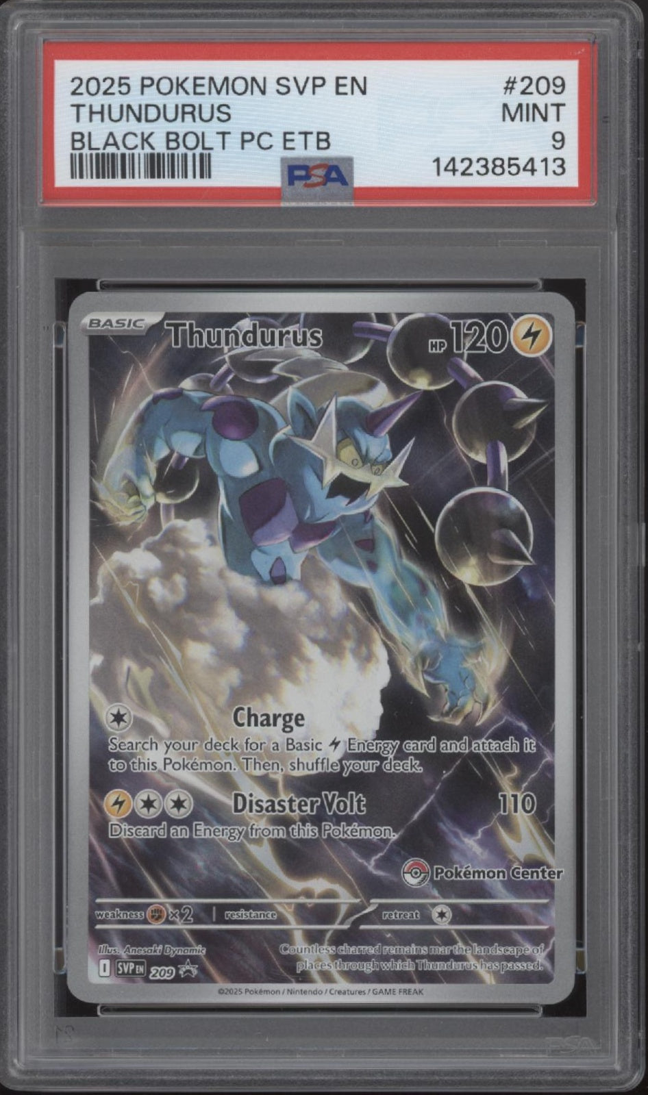 Thundurus Pokemon Black Bolt Pokemon Center Elite Trainer Box #209 PSA 9