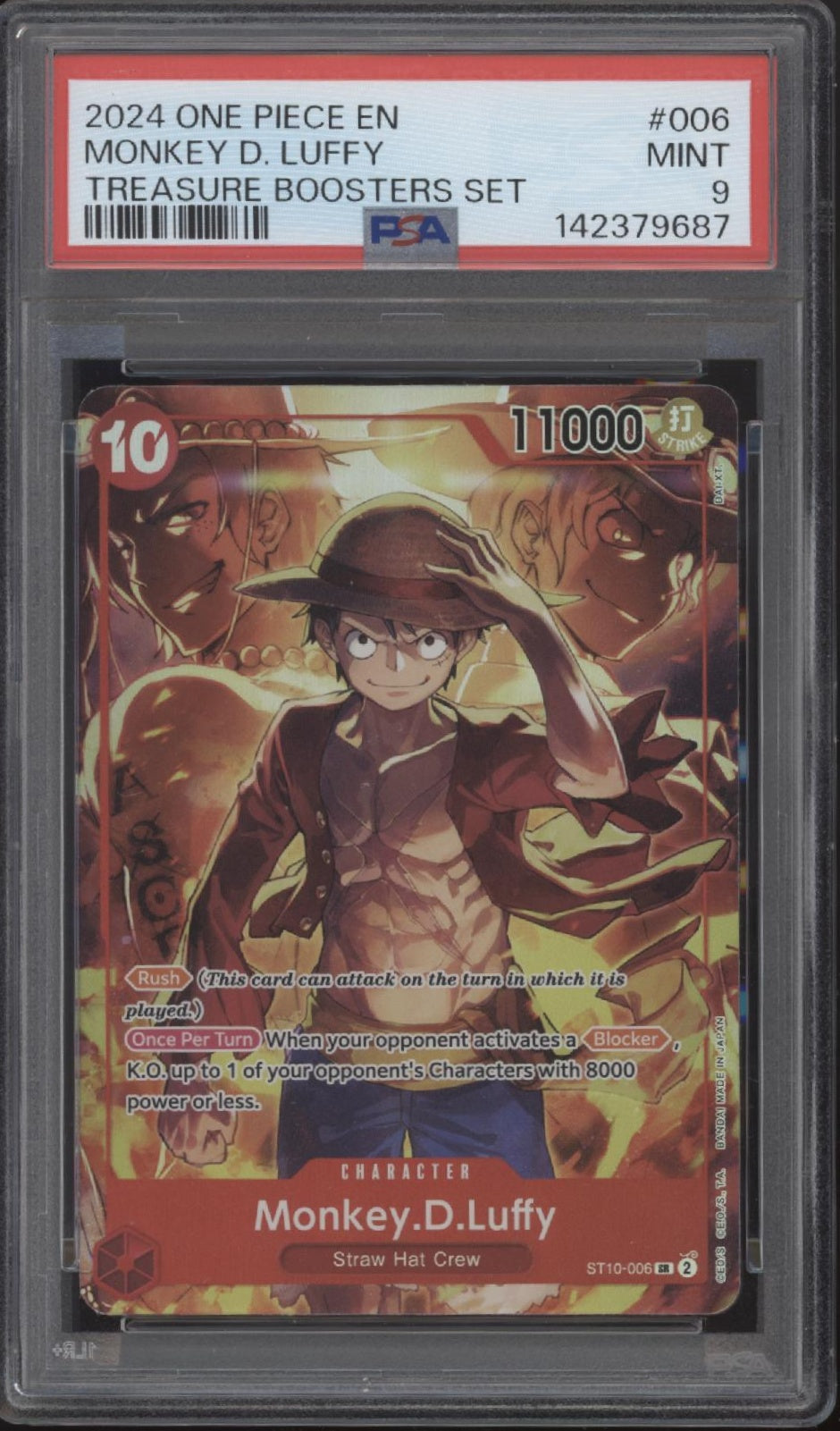 Monkey D Luffy One Piece Card Game Treasure Boosters Set #006 PSA 9 #1