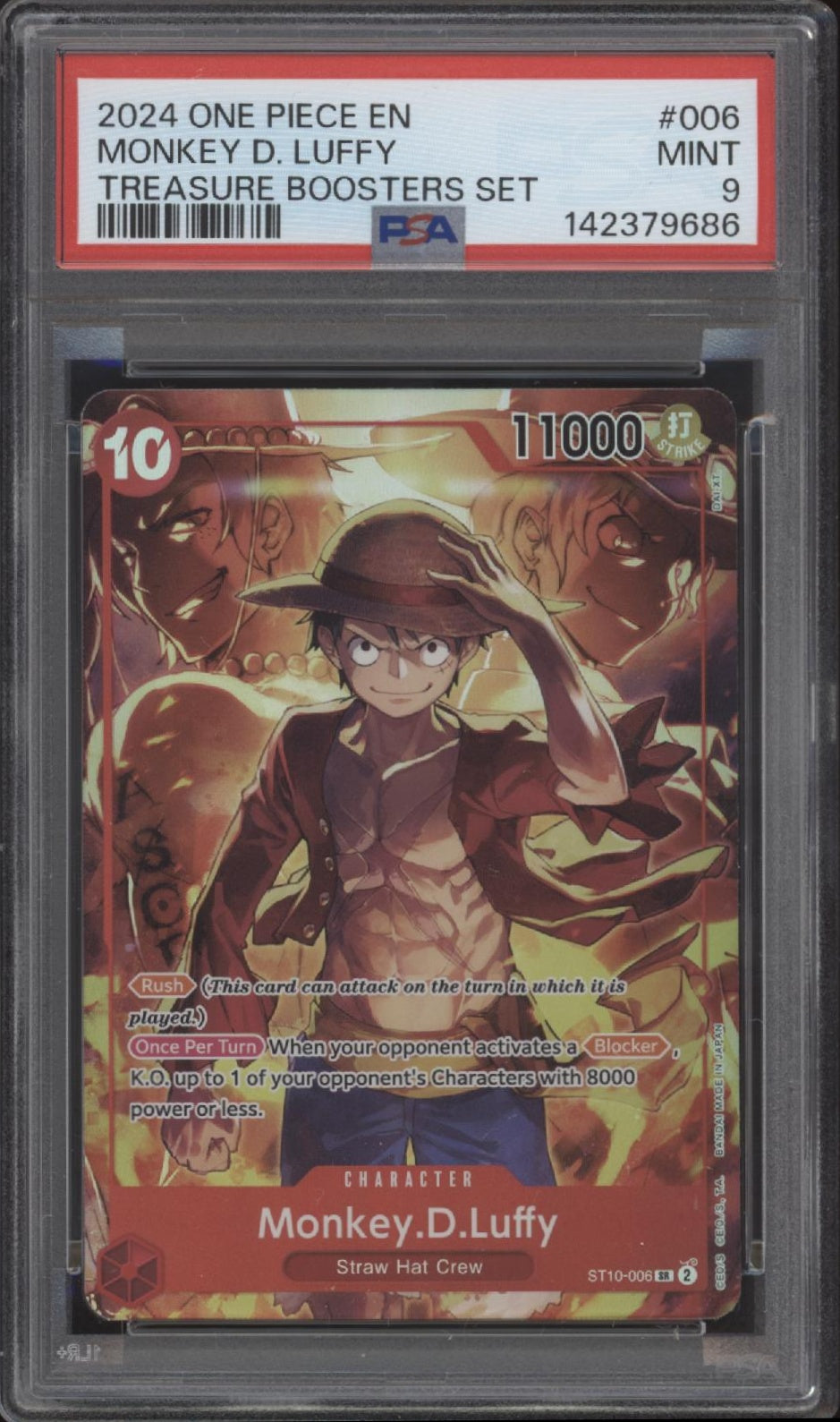 Monkey D Luffy One Piece Card Game Treasure Boosters Set #006 PSA 9 #2