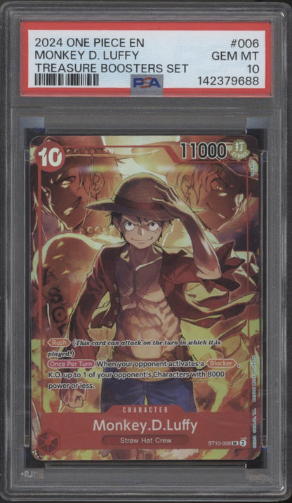Monkey D Luffy One Piece Card Game Treasure Boosters Set #006 PSA 10 #1