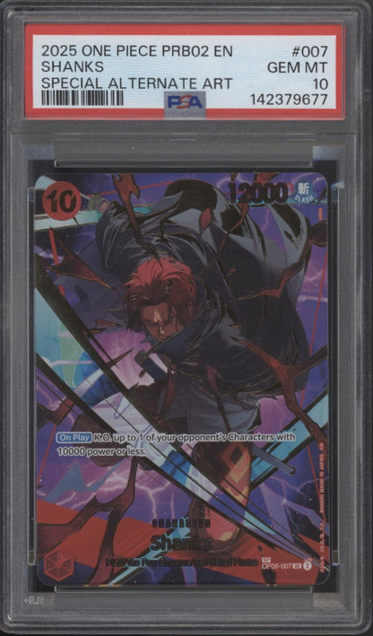 Shanks One Piece Card Game PRB02 Special Alternate Art #007 PSA 10