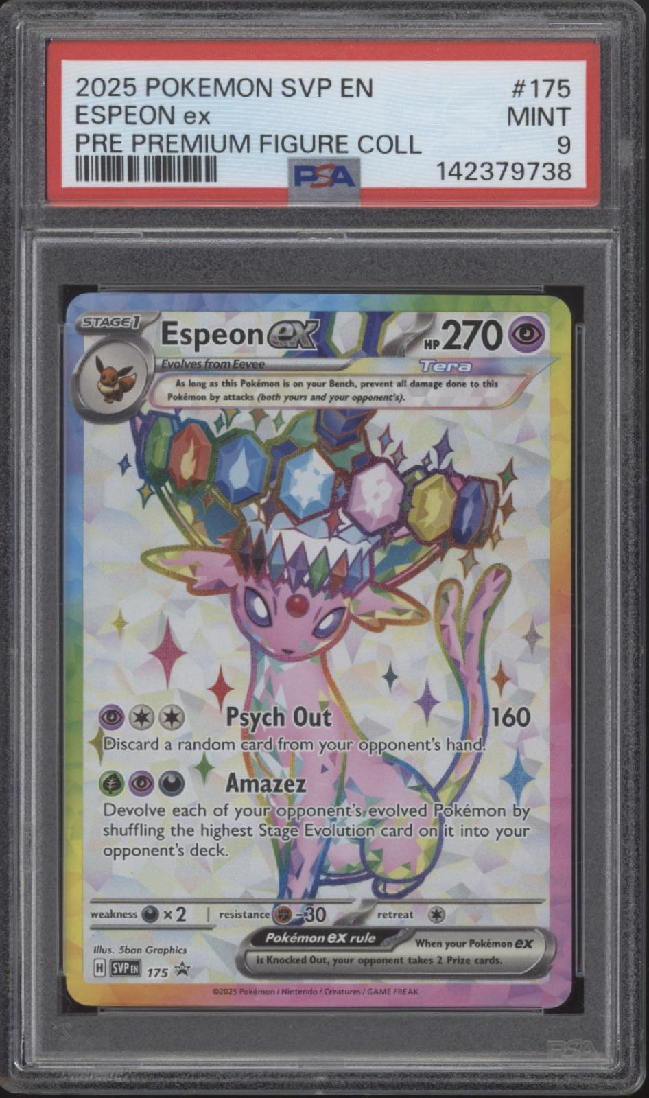 Espeon ex Pokemon Scarlet & Violet Promo Pre Premium Figure Collection 175 PSA 9
