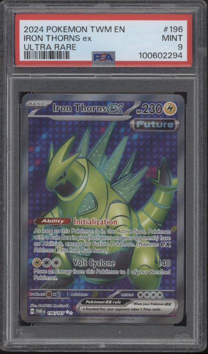 Iron Thorns ex Pokemon Twilight Masquerade Ultra Rare #196 PSA 9