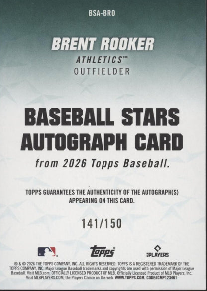 Brent Rooker 2026 Topps Stars Auto 141/150 #BSA-BRO