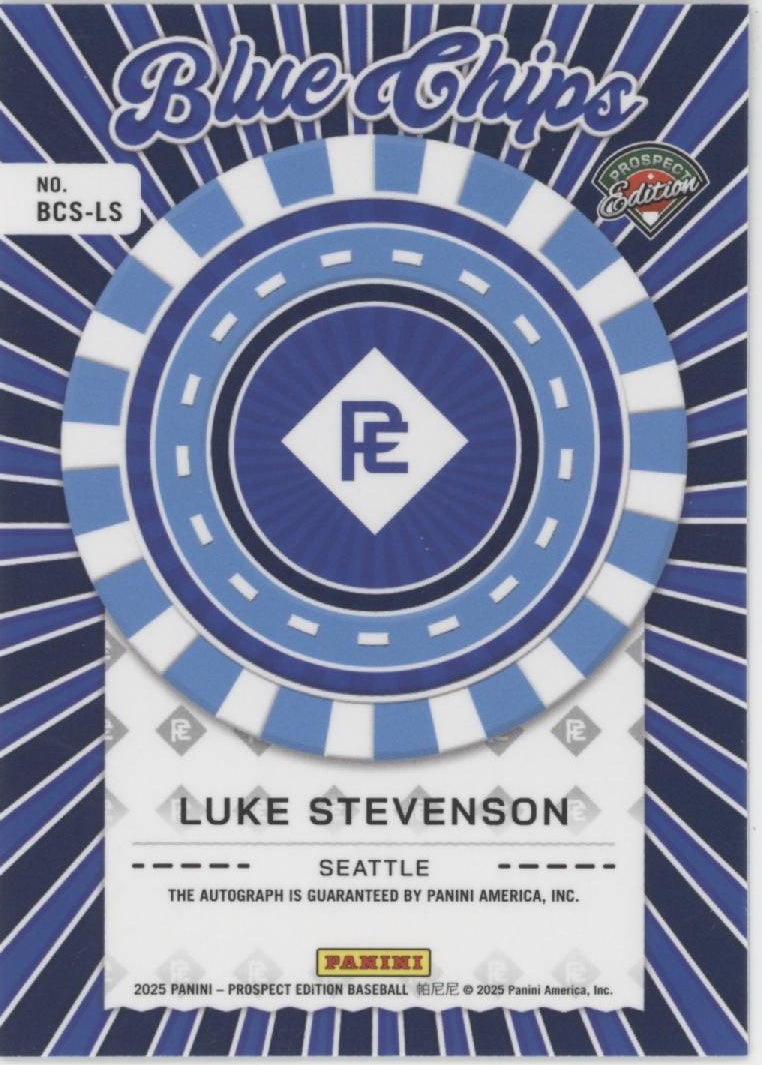 Luke Stevenson 2025 Panini Prospect Edition Blue Chips Prizm Auto #BCS-LS