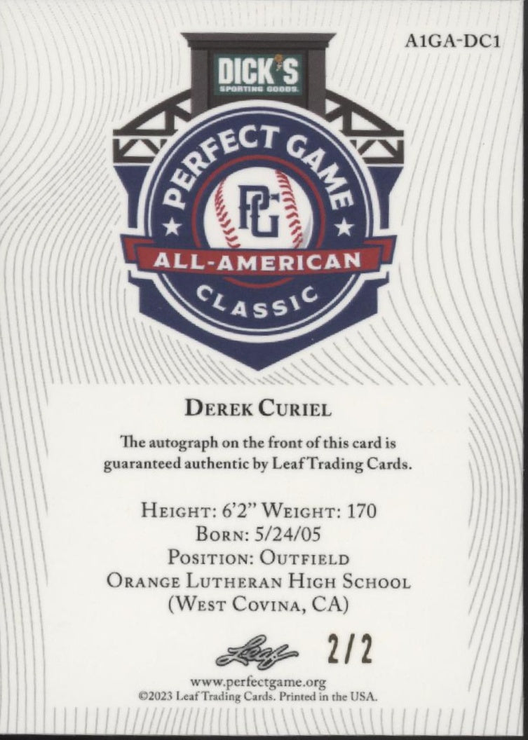 Derek Curiel 2023 Leaf Just Auto 2/2 #A1GA-DC1