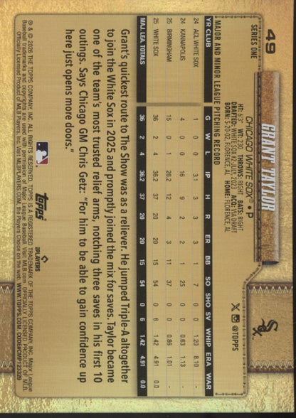 Grant Taylor 2026 Topps Series 1 RC #49