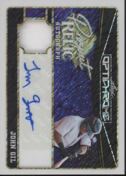 John Gil 2025 Leaf Optichrome Prospect Relic Swatch Auto 1/1 #PR-JG1