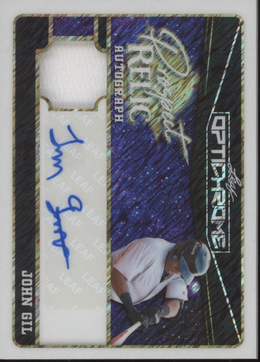 John Gil 2025 Leaf Optichrome Prospect Relic Swatch Auto 1/1 #PR-JG1