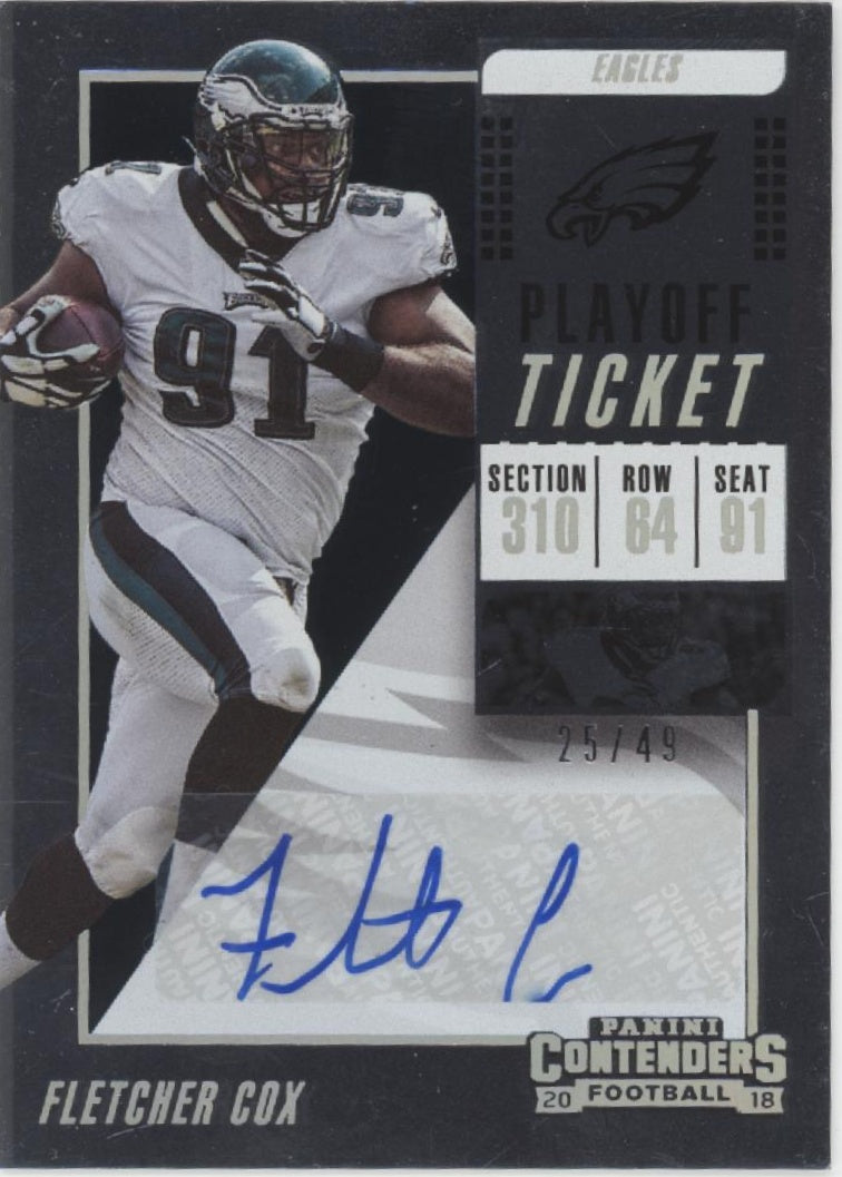 Fletcher Cox 2018 Panini Contenders Playoff Ticket Auto 25/49 #VT-FC