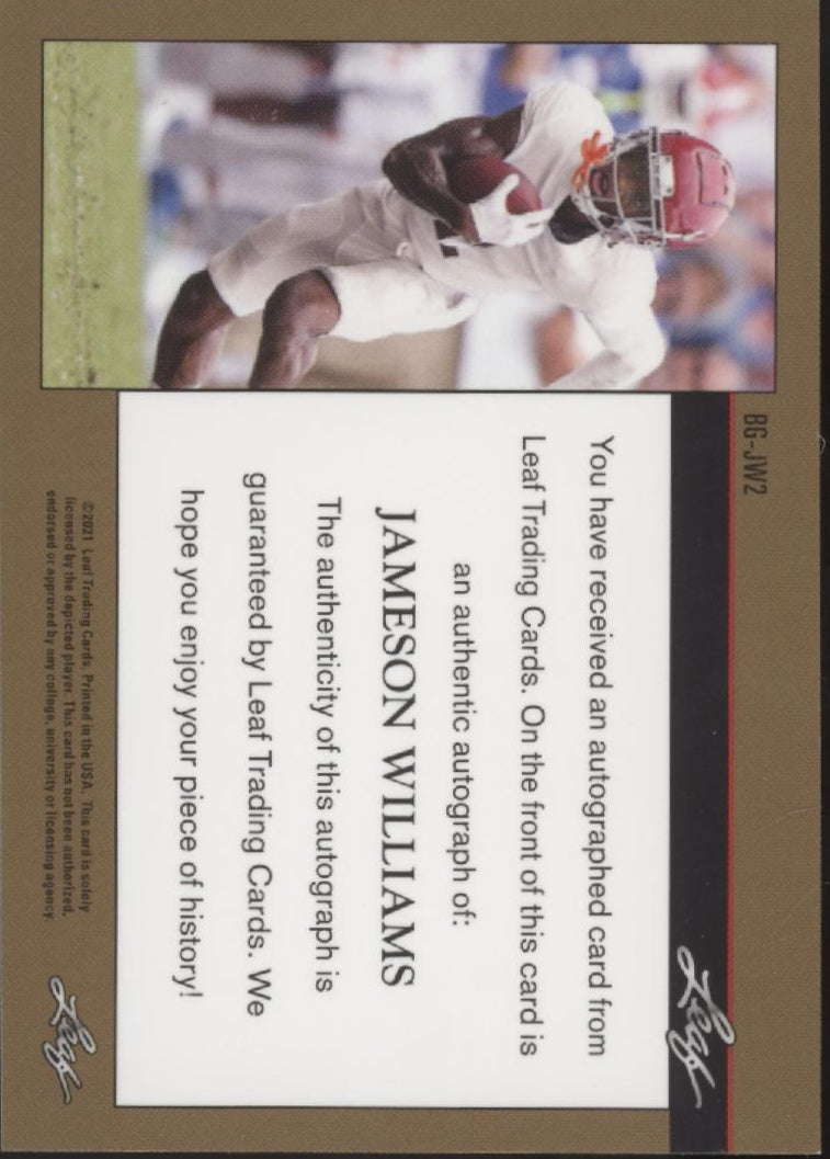 Jameson Williams 2021 Leaf RC Auto 20/99 #BG-JW2