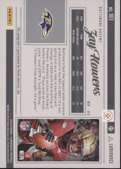 Zay Flowers 2023 Panini Luminance RC Auto 004/100 #183