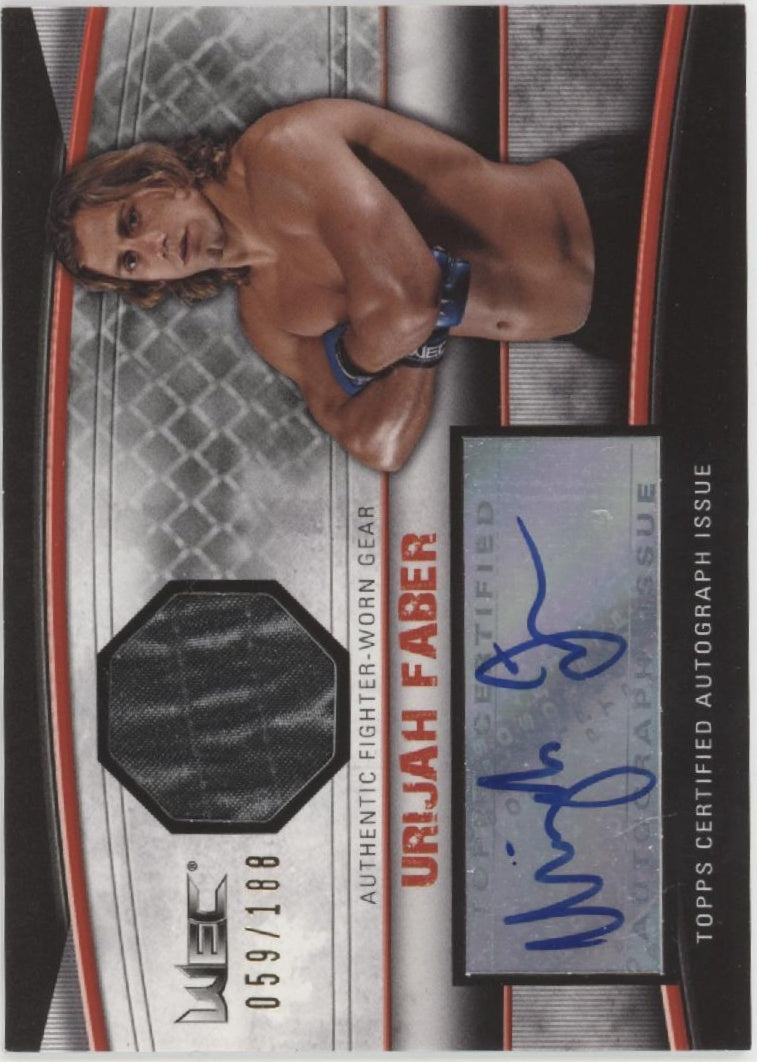 Urijah Faber 2010 Topps Knockout Swatch Auto 059/188 #AFG-UF
