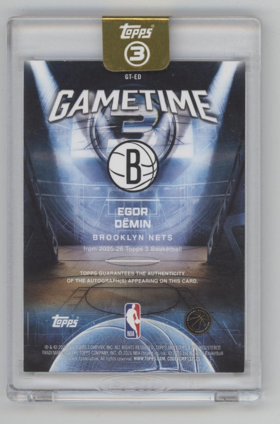 Egor Demin 2026 Topps 3 Gametime RC Auto 22/49 #GT-ED