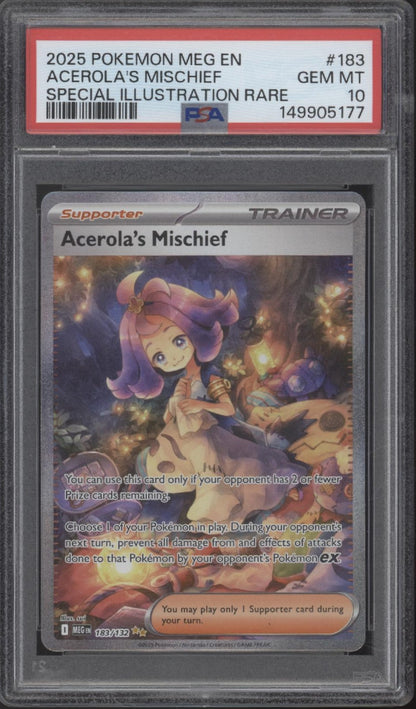 Acerola's Mischief Pokemon Mega Evolution Special Illustration Rare #183 PSA 10
