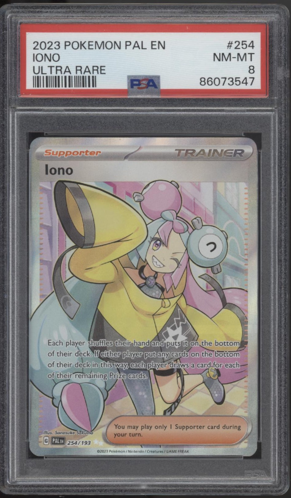 Iono Pokemon Paldea Evolved Ultra Rare #254 PSA 8