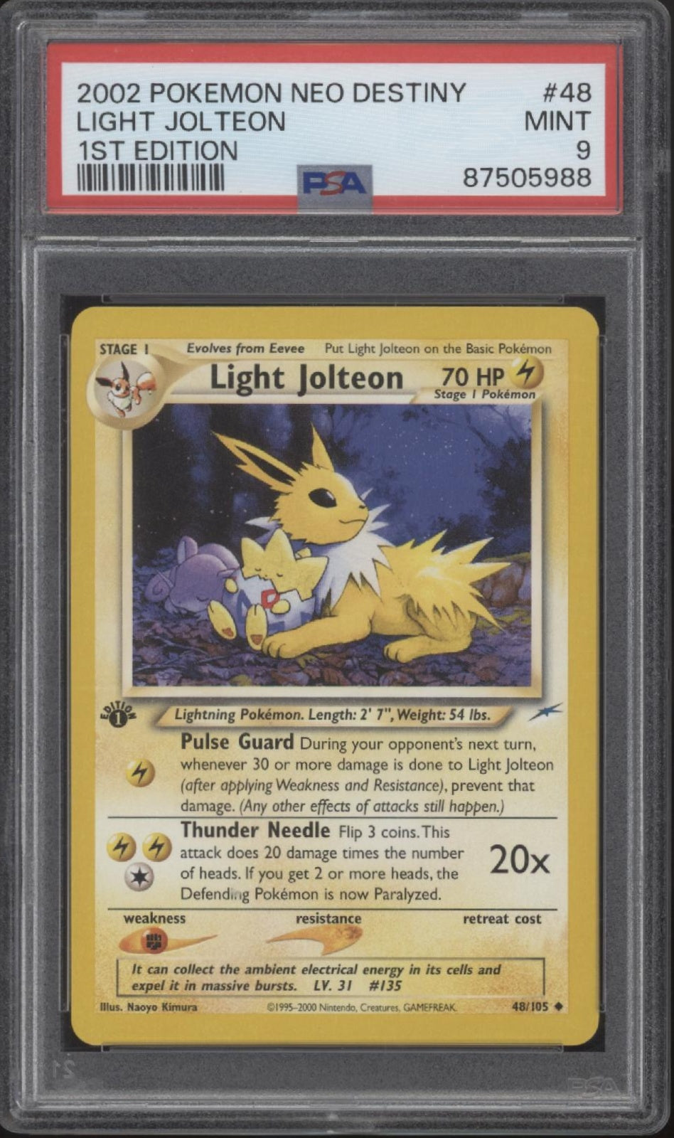 Light Jolteon Pokemon Neo Destiny 1st Edition #48 PSA 9