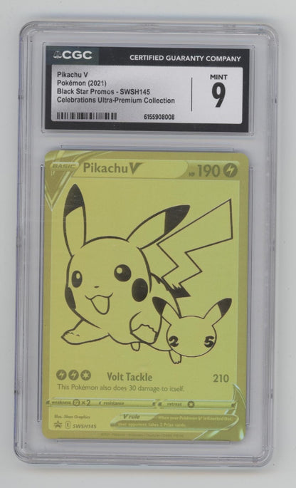 Pikachu V Pokemon Celebrations Ultra Premium Collection Promo #SWSH145 CGC 9
