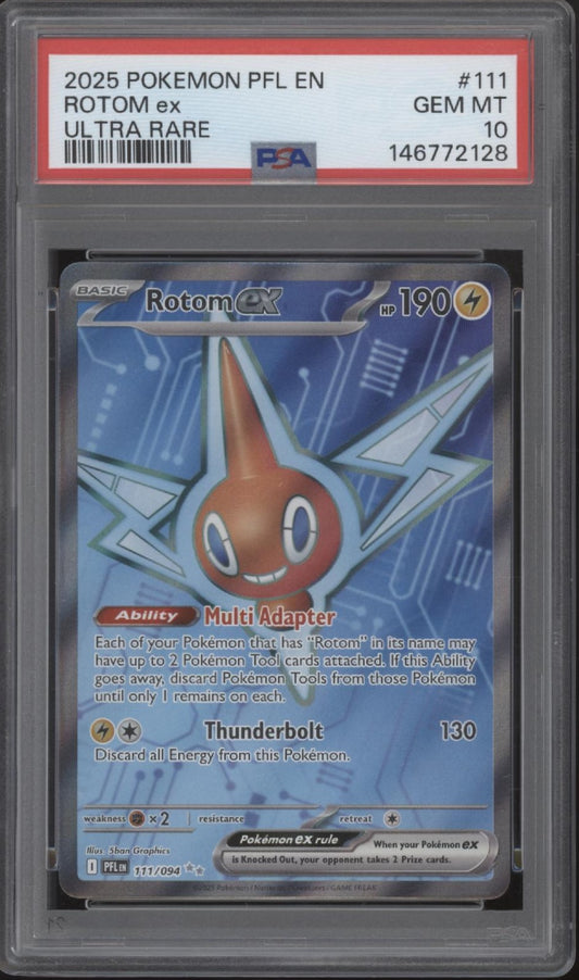 Rotom ex Pokemon Phantasmal Flames Ultra Rare #111 PSA 10