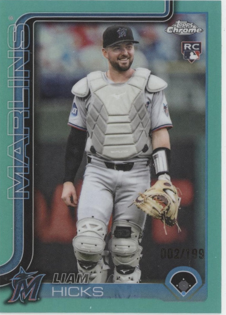Liam Hicks 2025 Topps Chrome Aqua Refractor RC 002/199 #USC86