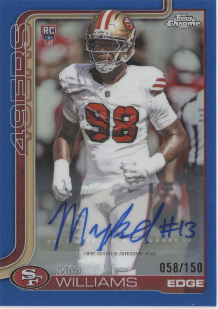 Mykel Williams 2025 Topps Chrome Blue Refractor RC Auto 058/150 #RA-MW