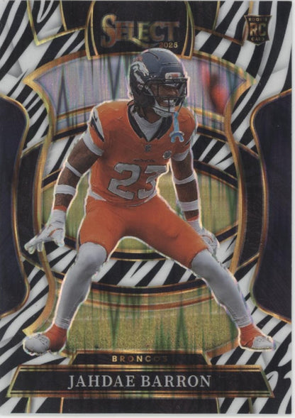 Jahdae Barron 2025 Panini Select Zebra Prizm RC #12