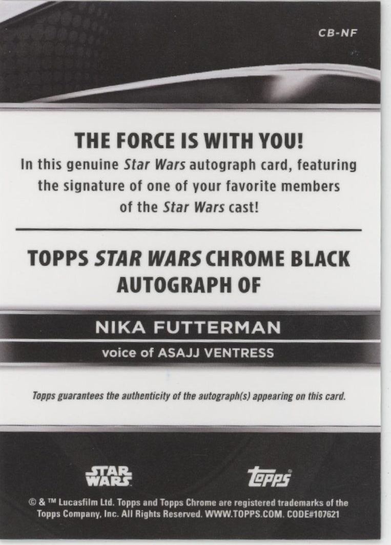 Nika Futterman as Asajj Ventress 2025 Topps Chrome Black Star Wars Auto #CB-NF