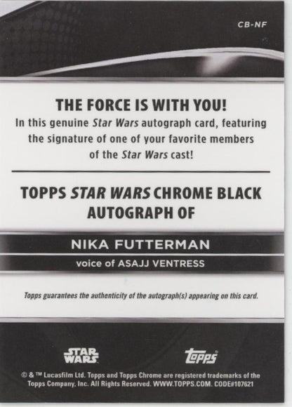 Nika Futterman as Asajj Ventress 2025 Topps Chrome Black Star Wars Auto #CB-NF