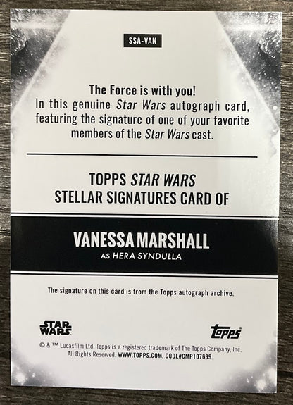 Vanessa Marshall as Hera Syndulla 2025 Topps Star Wars Green Auto 19/99