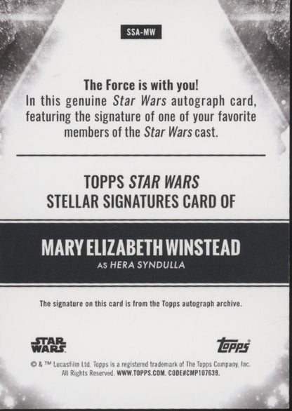 Mary Elizabeth Winstead as Her Syndulla 2025 Topps Star Wars Blue Auto 08/25