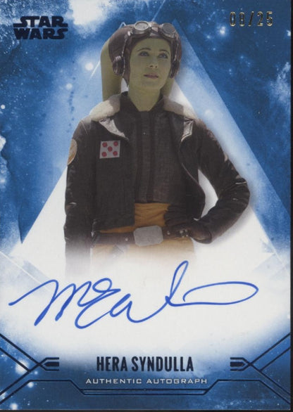 Mary Elizabeth Winstead as Her Syndulla 2025 Topps Star Wars Blue Auto 08/25