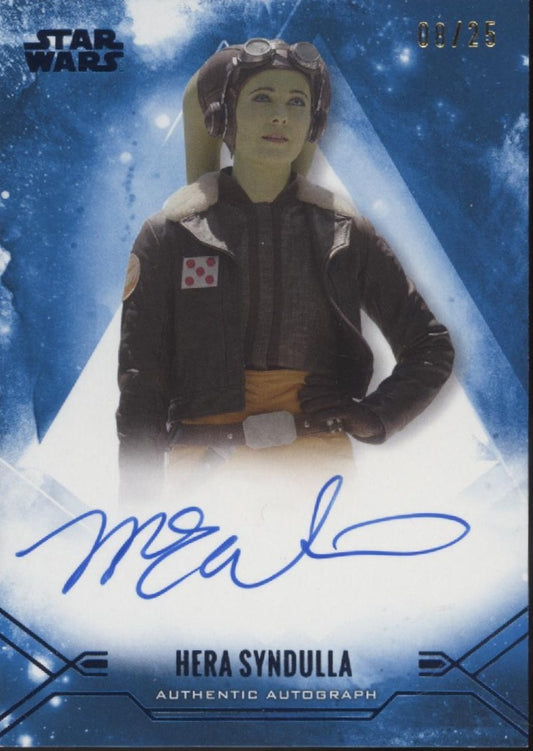 Mary Elizabeth Winstead as Her Syndulla 2025 Topps Star Wars Blue Auto 08/25
