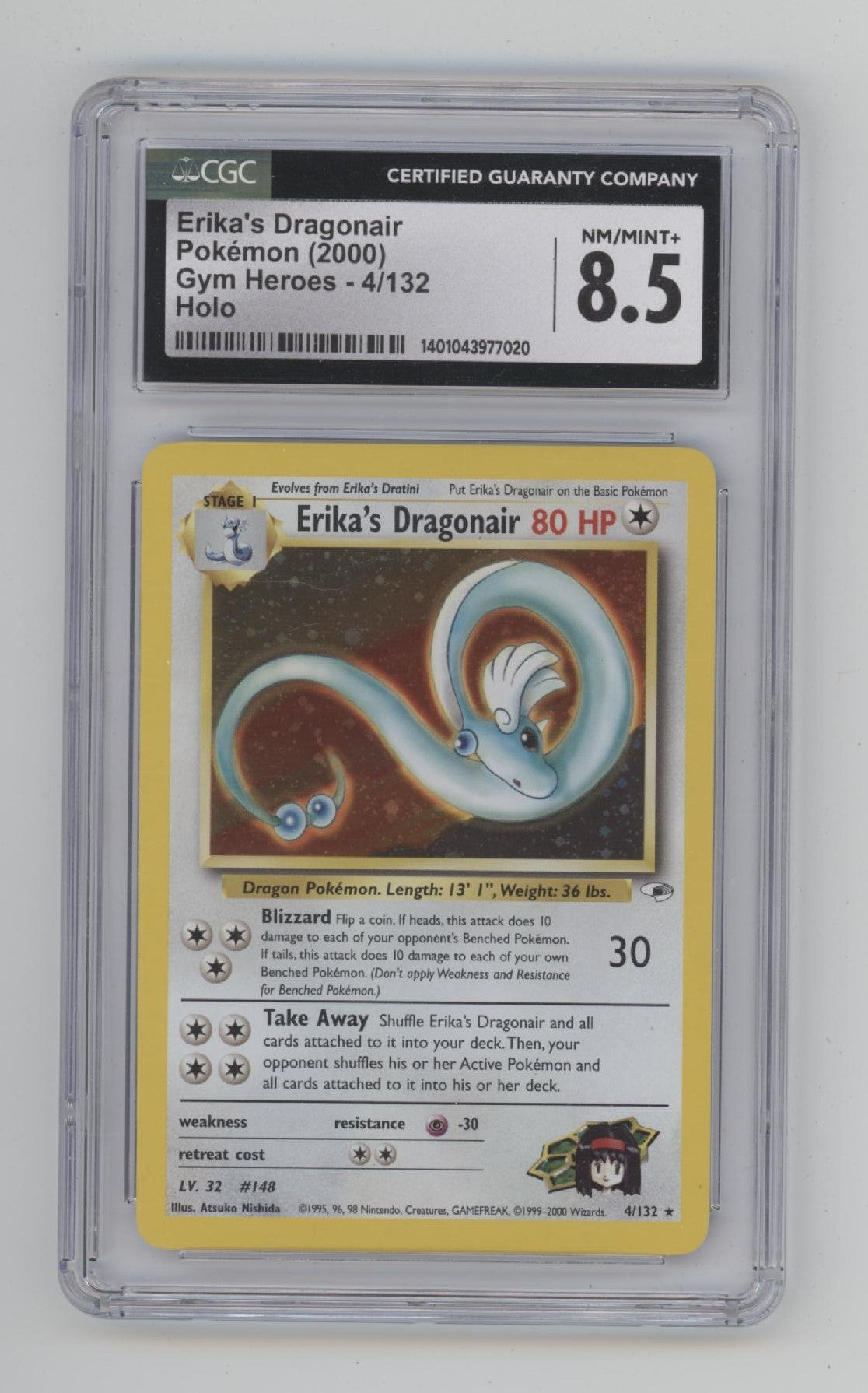 Erika's Dragonair Pokemon Gym Heroes Holo #4 CGC 8.5