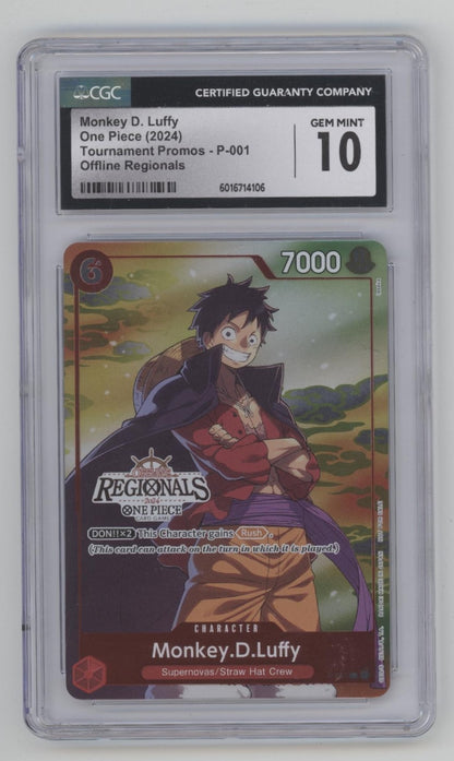 Monkey D Luffy One Piece Card Game Tournament Promo Offline Regionals CGC 10