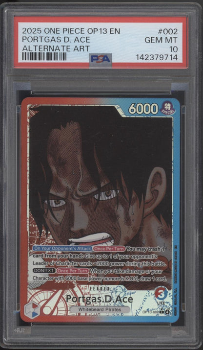 Portgas D Ace One Piece Card Game OP13 Alternate Art #002 PSA 10