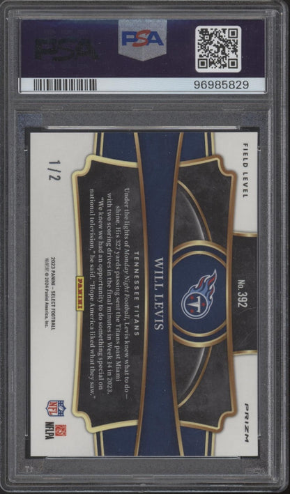 Will Levis 2023 Panini Select Green & Black Snake Prizm RC 1/2 #392 PSA 9