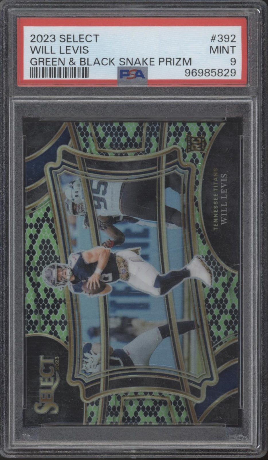Will Levis 2023 Panini Select Green & Black Snake Prizm RC 1/2 #392 PSA 9