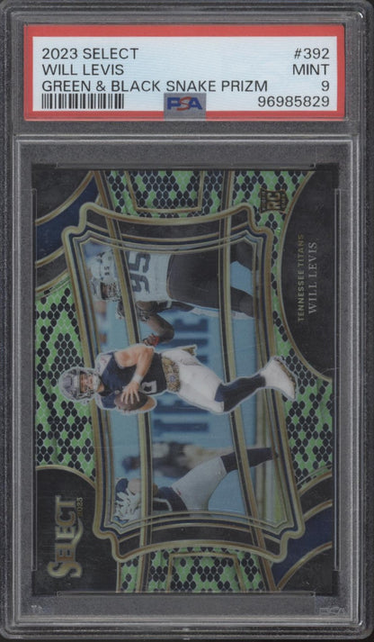 Will Levis 2023 Panini Select Green & Black Snake Prizm RC 1/2 #392 PSA 9