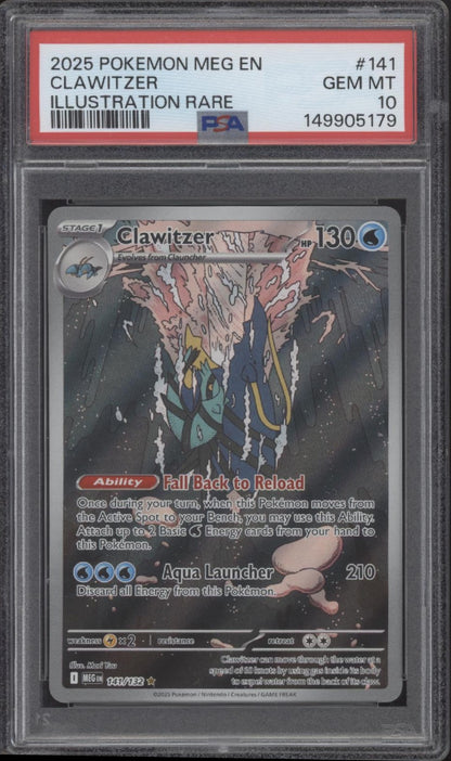Clawitzer Pokemon Mega Evolution Illustration Rare #141 PSA 10